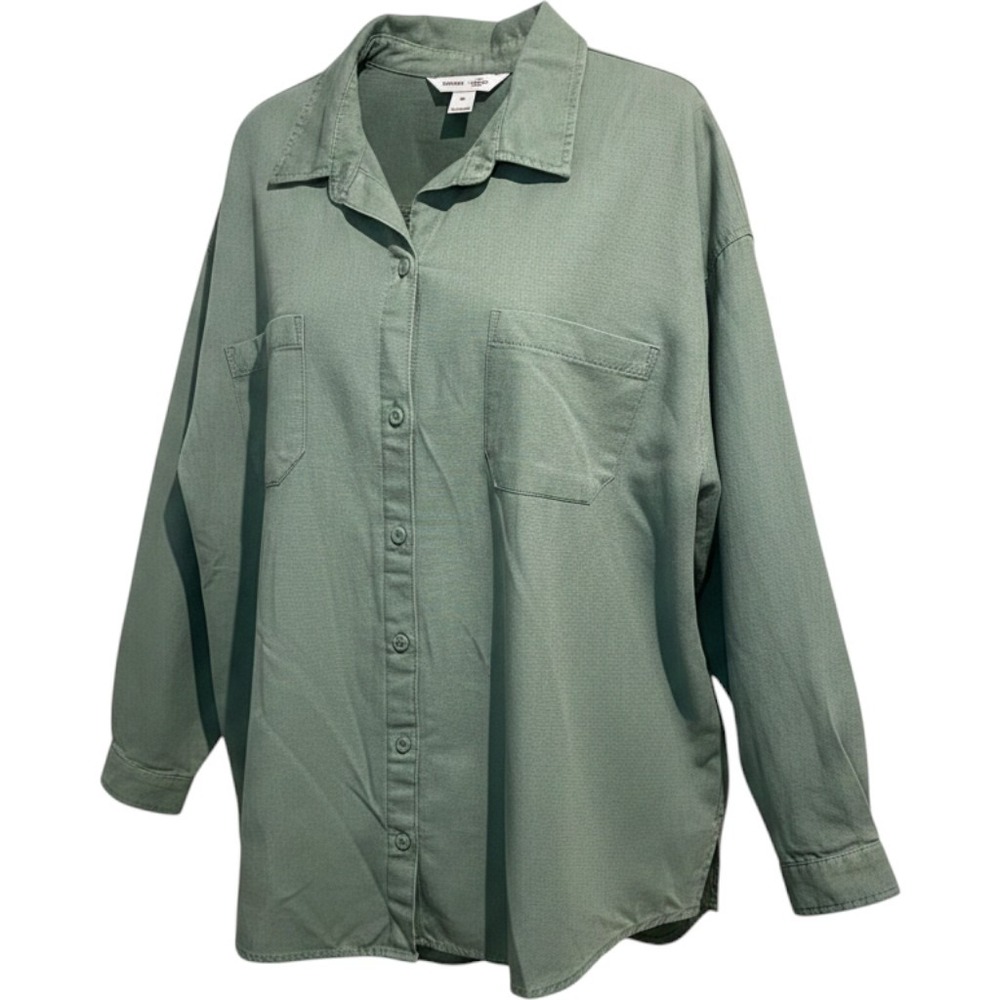 Old Navy The Boyfriend Shirt Sage Green Button Down Cotton Rayon 2X 765706-02-1